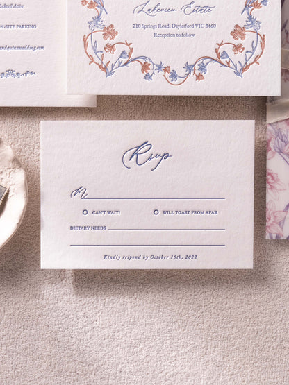 Persephone's Spring Floral Wedding Invitation