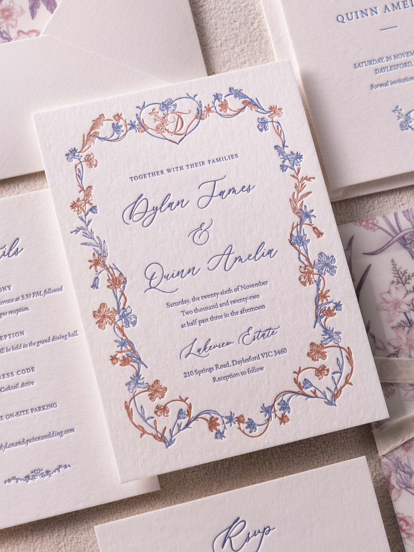 Persephone's Spring Floral Wedding Invitation