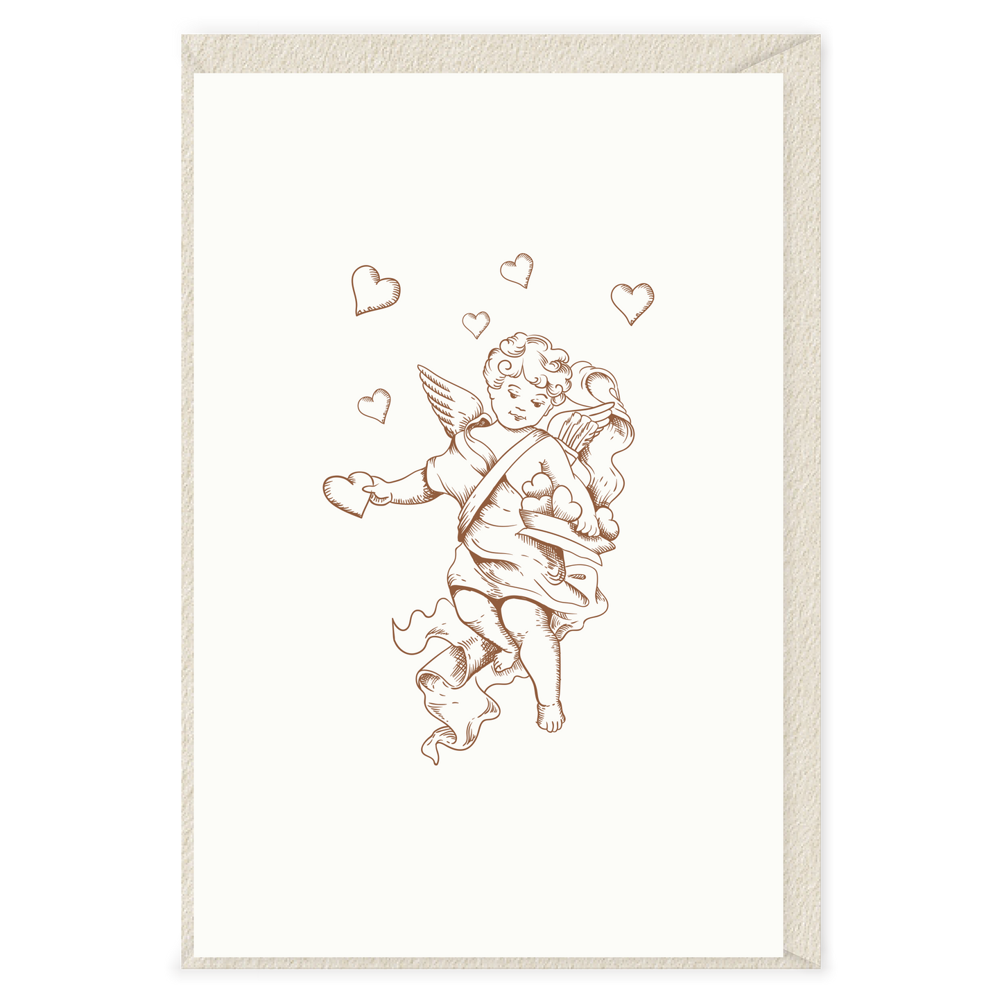 Charming Handcrafted Romantic Card – Cupid & Hearts