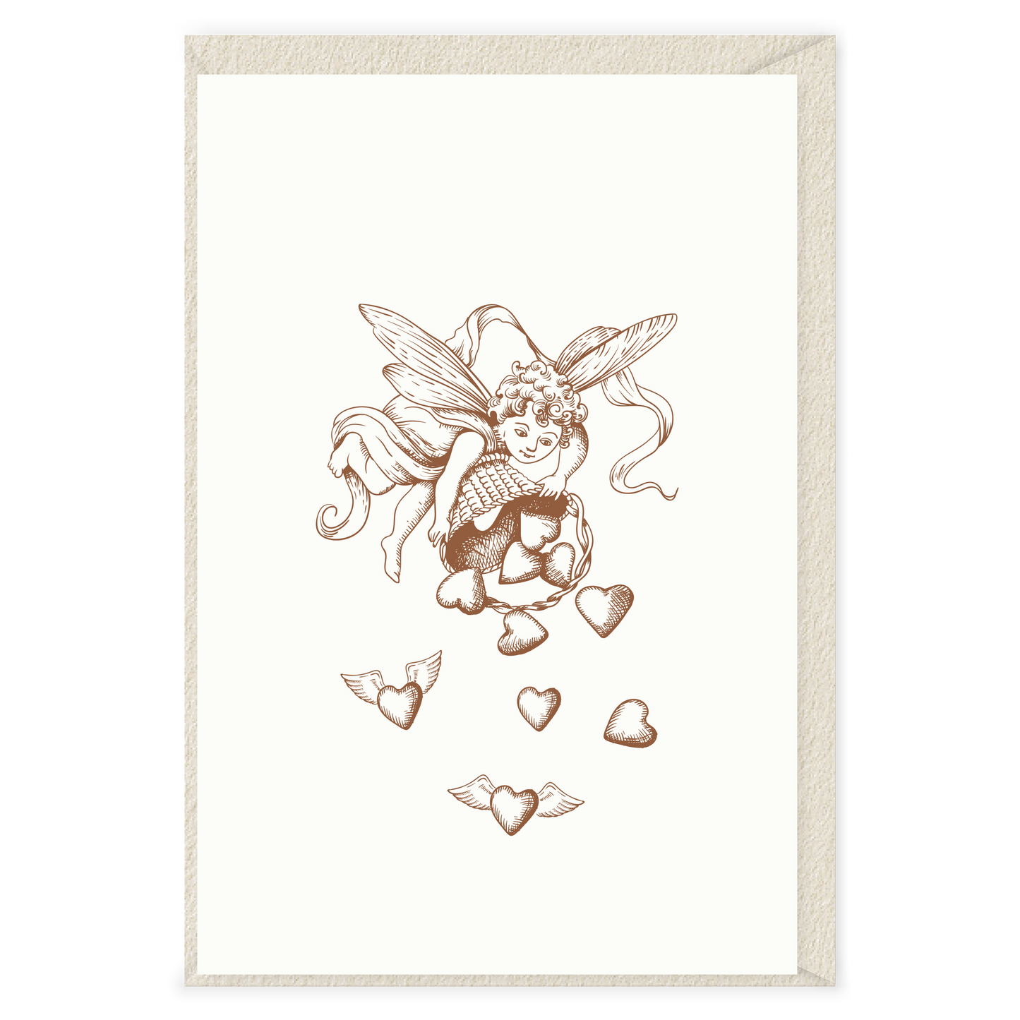 Charming Handcrafted Romantic Card – Cherub & Hearts