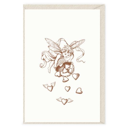 Charming Handcrafted Romantic Card – Cherub & Hearts