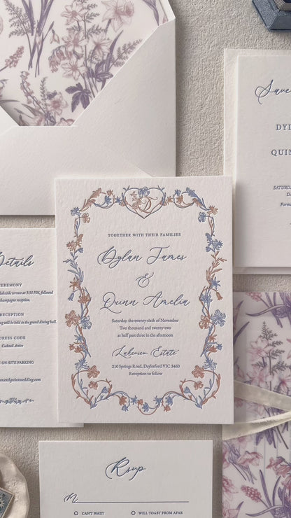 Persephone's Spring Floral Wedding Invitation