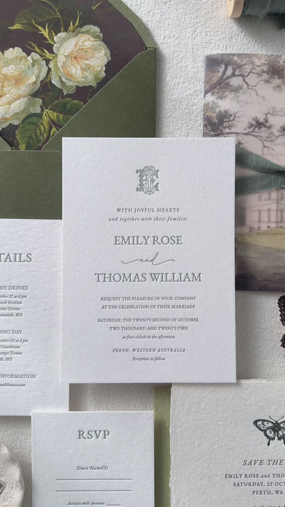 Psyche’s Promise Floral Wedding Invitation